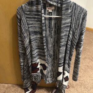 Arizona Love Black and White Striped Cardigan